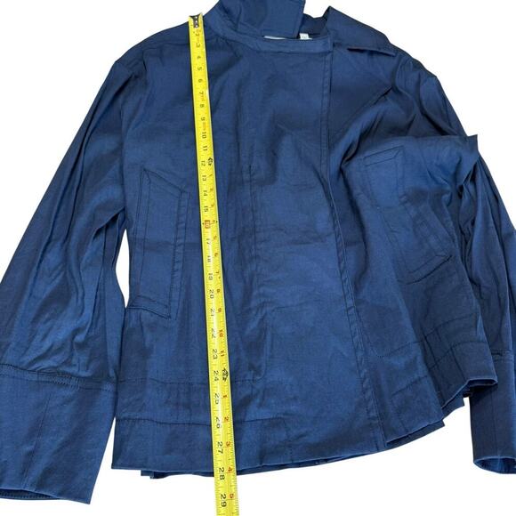 Vince Women's Utility Navy Blue Linen Blend Jacket 1X Preppy CoastalPreppy Prep - Picture 8 of 9